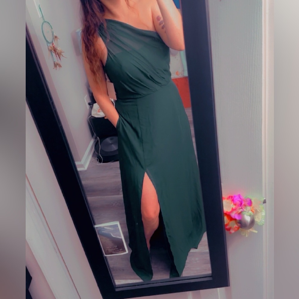 Emerald green dress by birds grey website